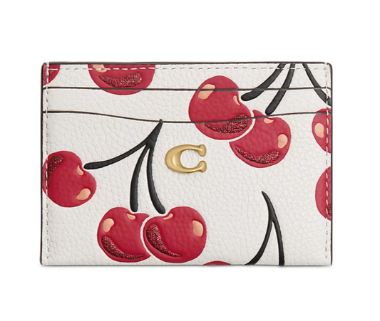 Coach - Essential Cherry-Print Leather Card Case *Pre-Orden